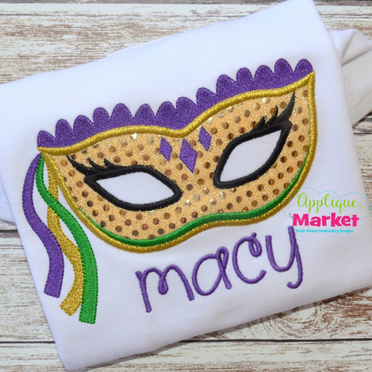 ID 3412AB Set of 2 Mardi Gras Mask Patch Celebrate Embroidered Iron On Applique