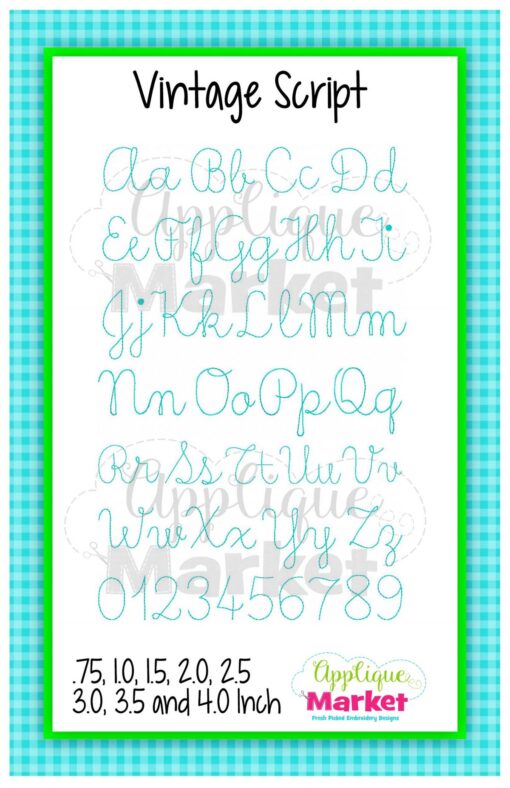 Applique Market Font Print Vintage Floss Beach Stitch Script