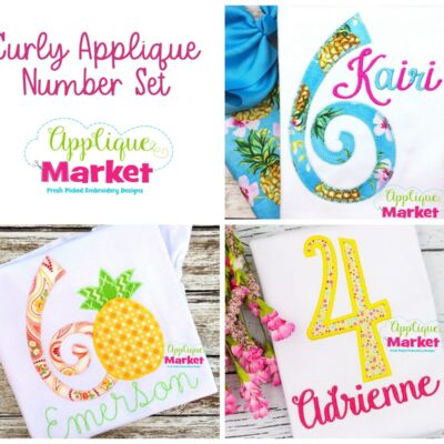 Curly Applique Numbers Set