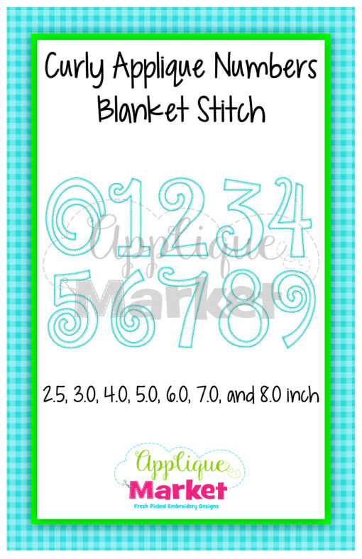 Curly Applique Numbers Blanket Stitch