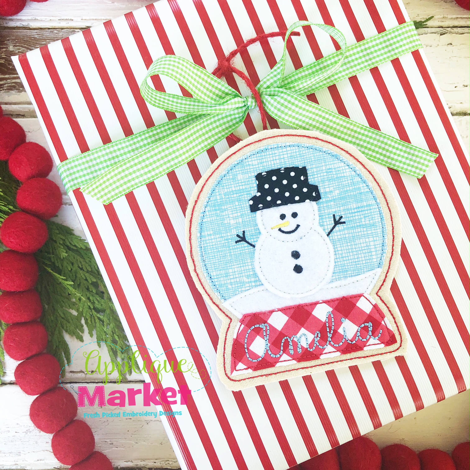 Snow Globe Snowman ITH Ornament