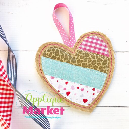 ITH Patchwork Stripe Heart Ornament