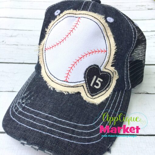Baseball Small Heart Hat Patch