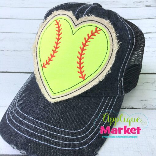 Baseball Heart Hat Patch