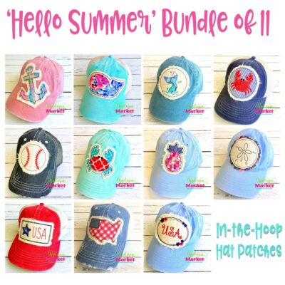In the Hoop Hat Patches Hello Summer Bundle