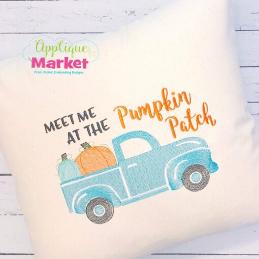 Pumpkin Patch Truck Sketch Pillow