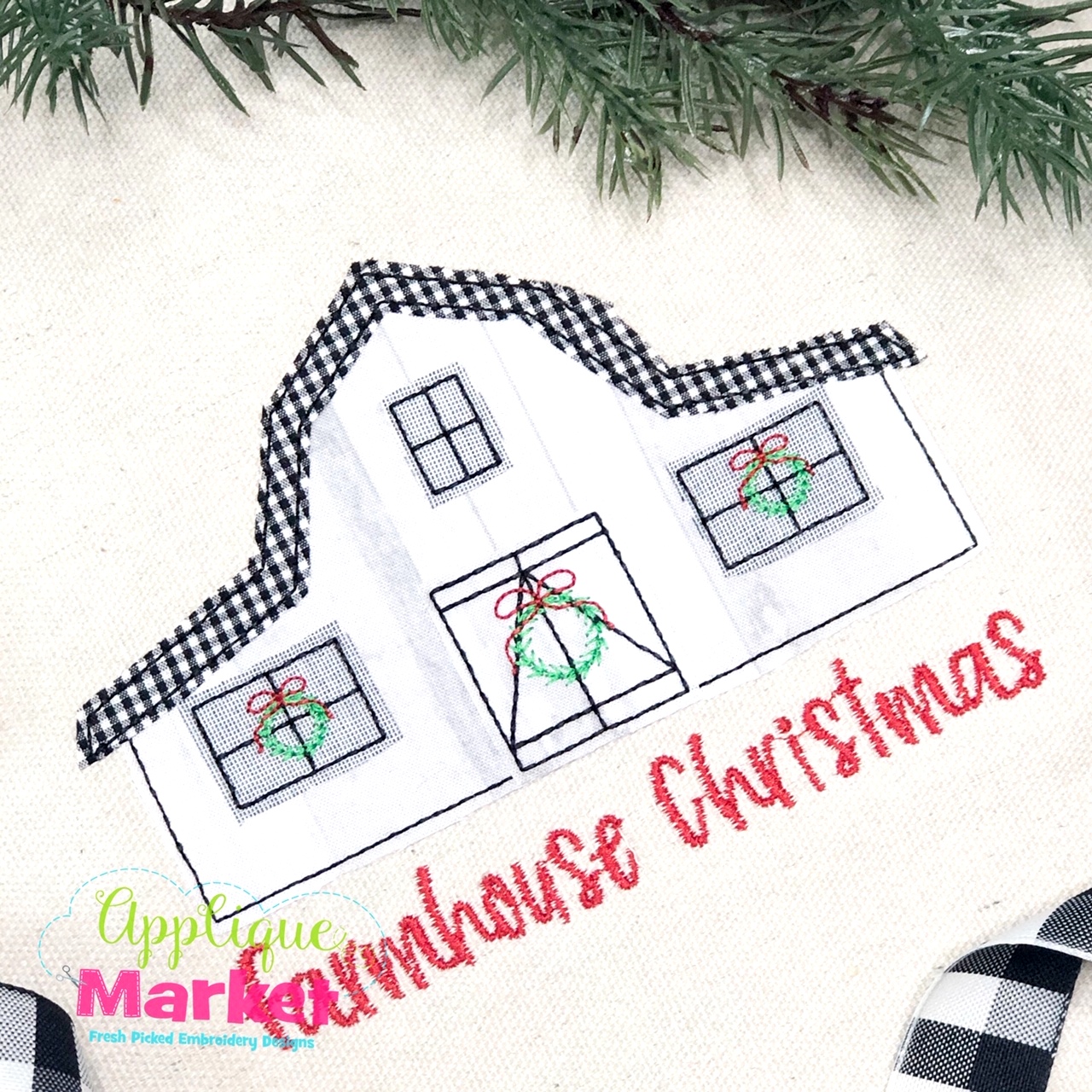 Christmas Barn Applique