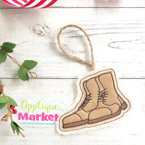 Military Boots In the Hoop Ornament