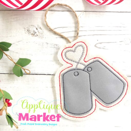 Military Dog Tags In the Hoop Ornament