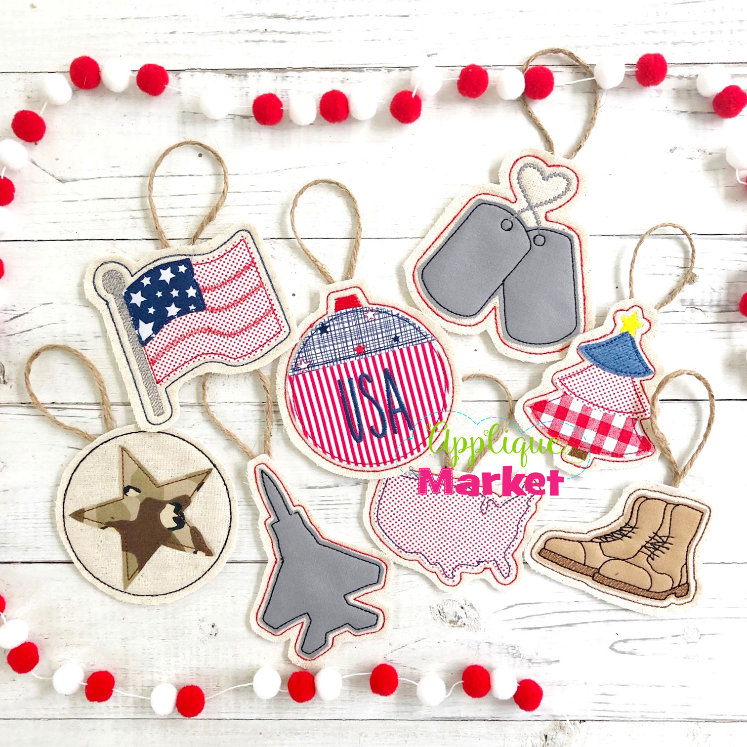 Military In the Hoop Ornaments Applique Bundle