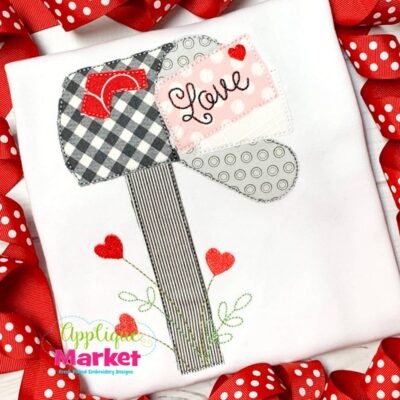 Valentine Mail Box Bean Stitch Applique