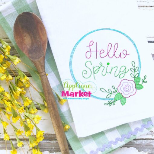 Hello Spring Wreath Embroidery