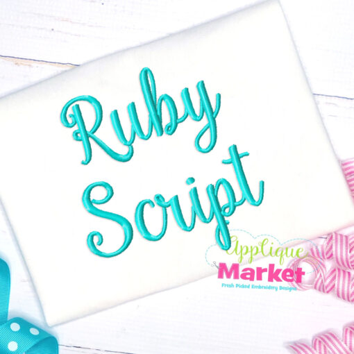 Ruby Script Embroidery Font Alphabet