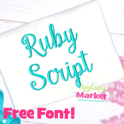 Ruby Script Embroidery Free Font Alphabet