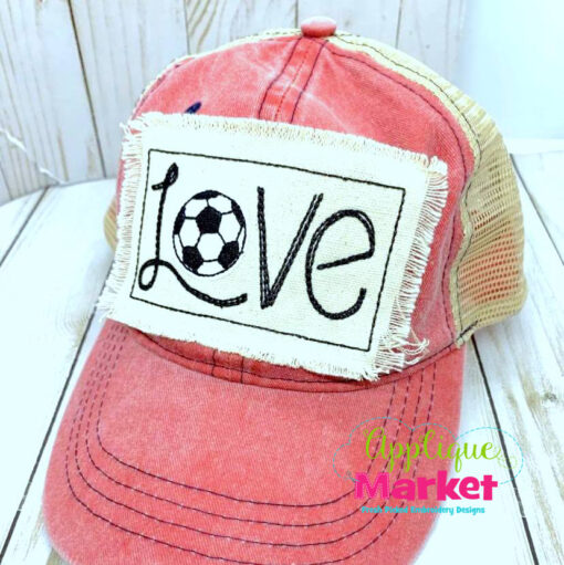 Soccer Love Embroidery Applique Hat Patch Design