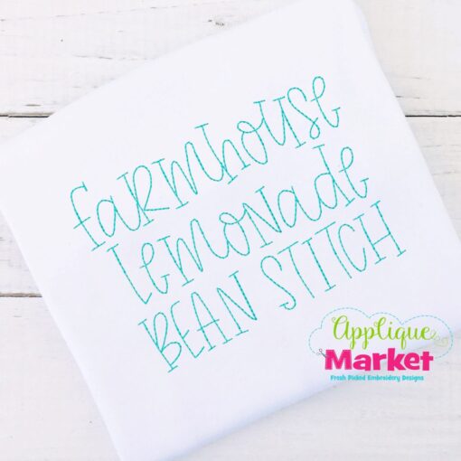 Farmhouse Lemonade Bean Stitch Embroidery Font