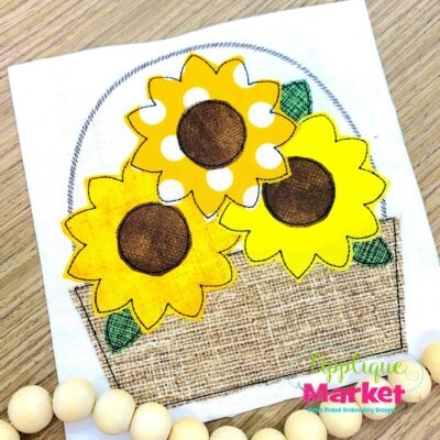 Sunflower Basket Bean Stitch Applique