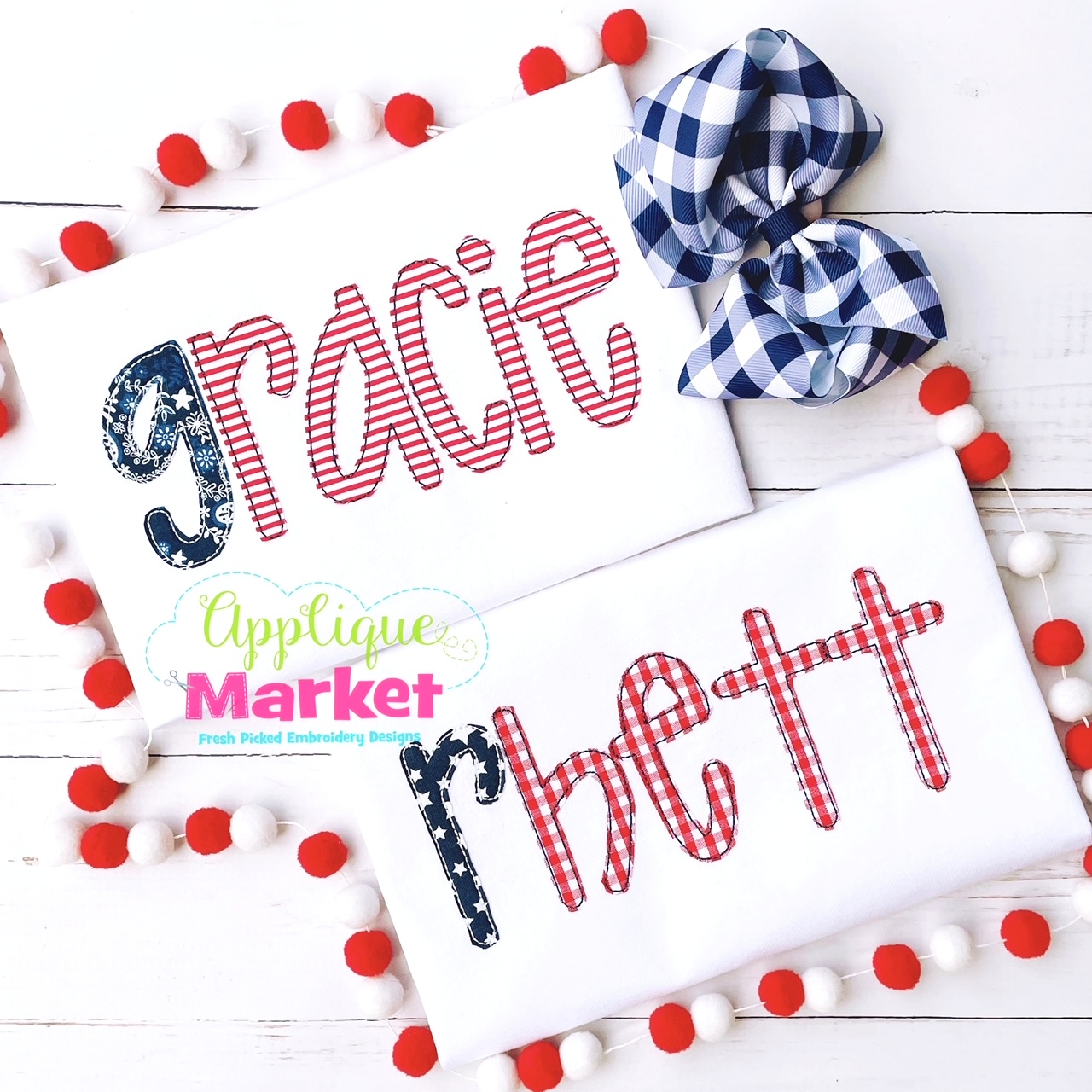 Play Date Applique Alpha Bean Stitch Name