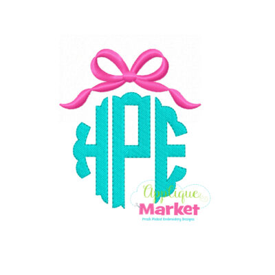 Bow Monogram Topper Filled Embroidery Design