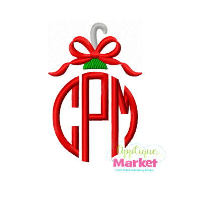 Ornament Bow Monogram Topper Filled Embroidery Design