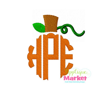 Pumpkin Vine Monogram Topper Filled Embroidery Design