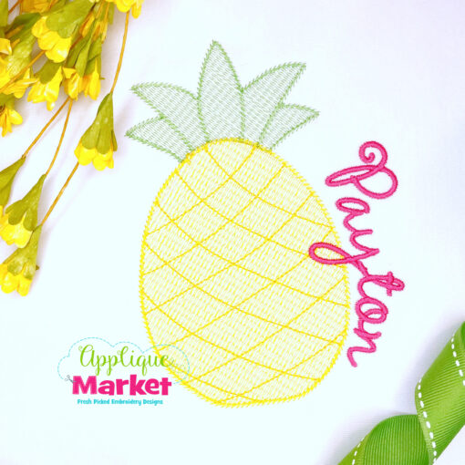 Pineapple Sketch Embroidery Design